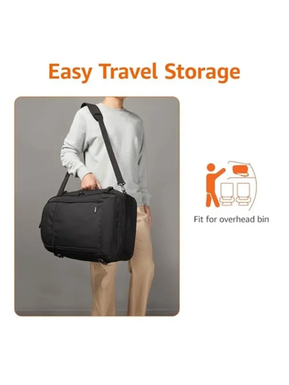 Expandable Carry On Backpack Lightweight Travel Bag Luggage Shoulder Bag